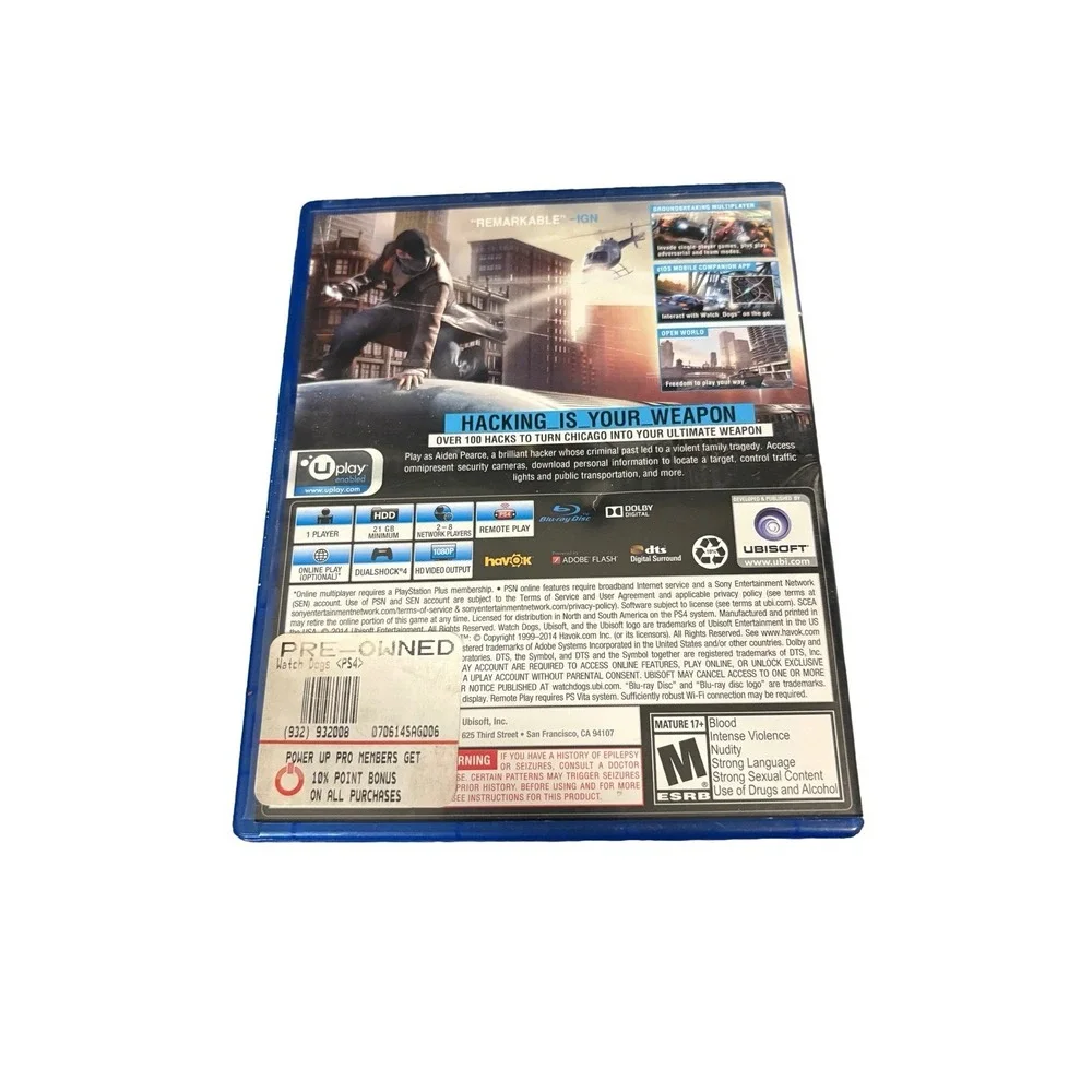 Watch Dogs (Sony PlayStation 4, 2014)